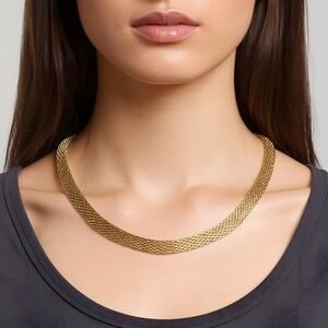 Gold 18k Filled Mesh Chain Necklace Approx 16" Length